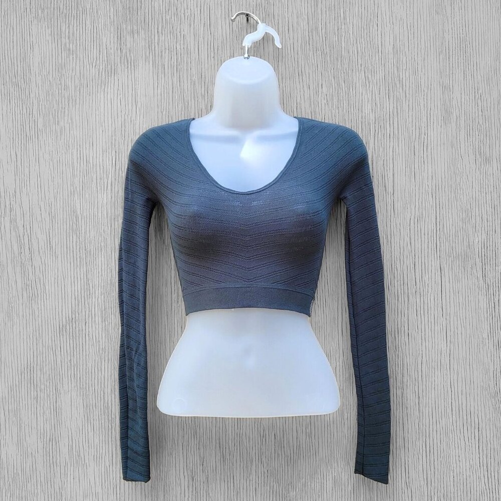 RARE Free People FP Movement Gone Adrift Long Sleeve Top Thundercloud Teal Sz XS - Picture 4 of 7